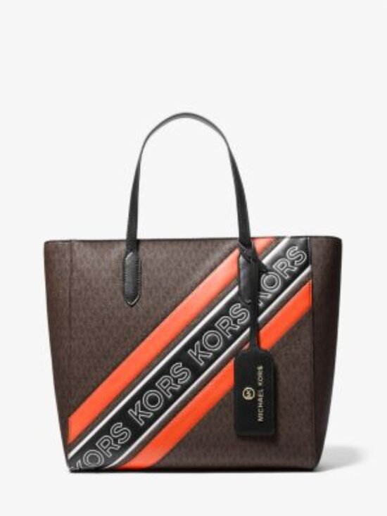 MICHAEL Michael Kors Sinclair Large East West Grab Tote - Brown, Black & Orange - Picture 2 of 5